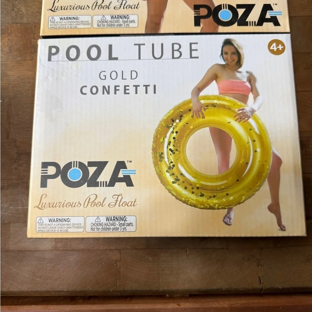 POZA Gold Confetti Beach Balls and Pool Tube Set BRAND NEW Swimming Pool Fun